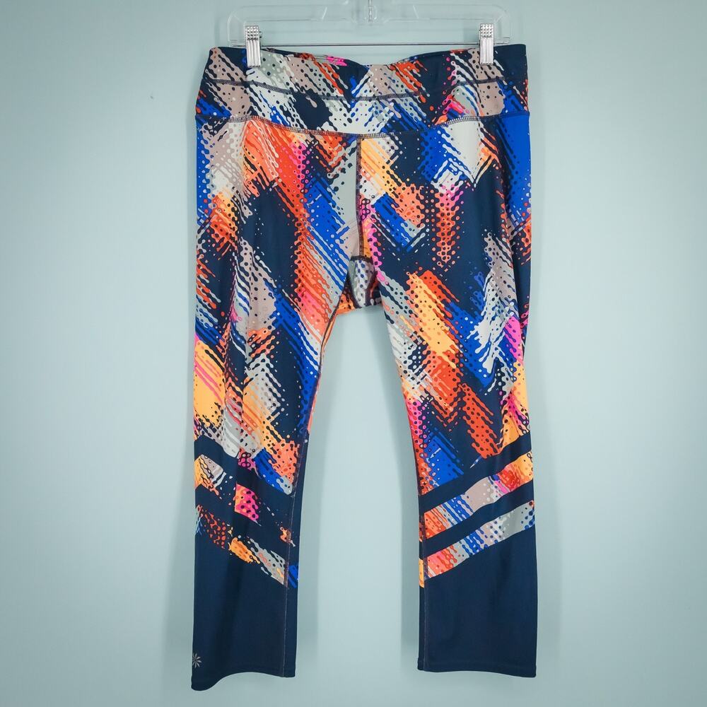 Athleta Size Large L Lava Sonar Print High Waist Pull On Capri Cropped Leggings